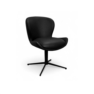 Nicklas spisebordsstol m/ drejefunktion - Returdrej - Sort semianilin læder - Stærk pris